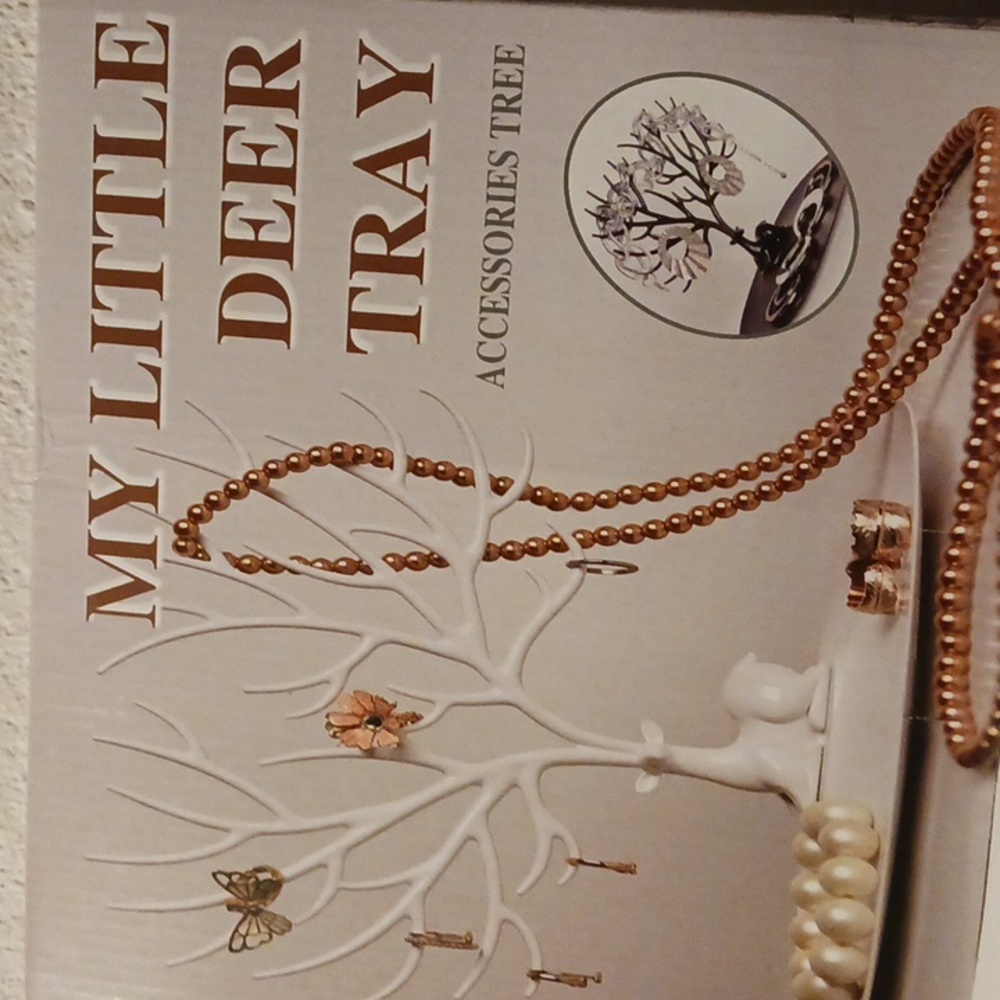 My Little Dear Tray Accessories Tree.  White. Oval Tray is 10 x 5 1/2.